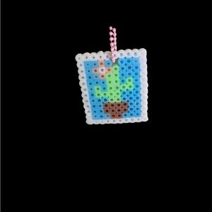 Colorful Beaded Cactus Keychain